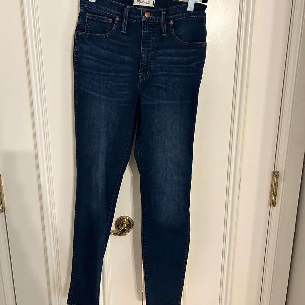 Madewell 10" high rise skinny dark blue jean